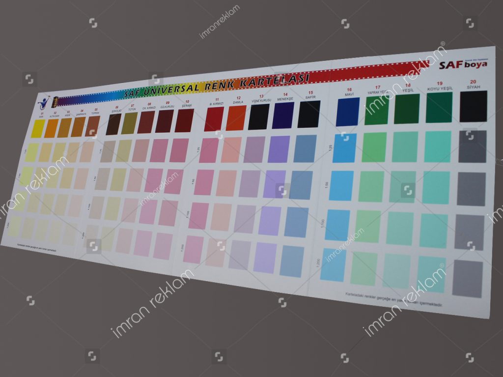 serigrafi baskı iç cephe boya renk kartelası