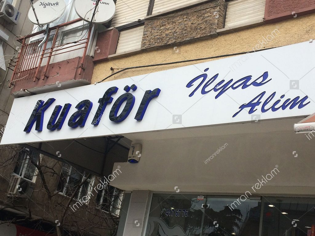 Erkek Kuaförü Kutu Harf Tabela