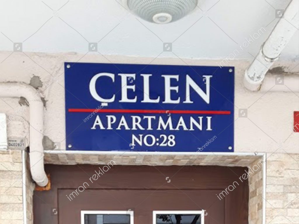 Aluminyum zeminli apartman tabelası
