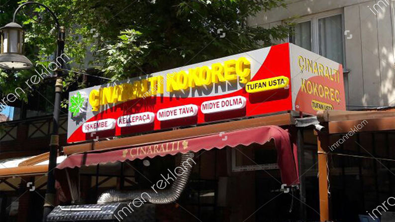 Kokoreç Kutu Harfli Tabela