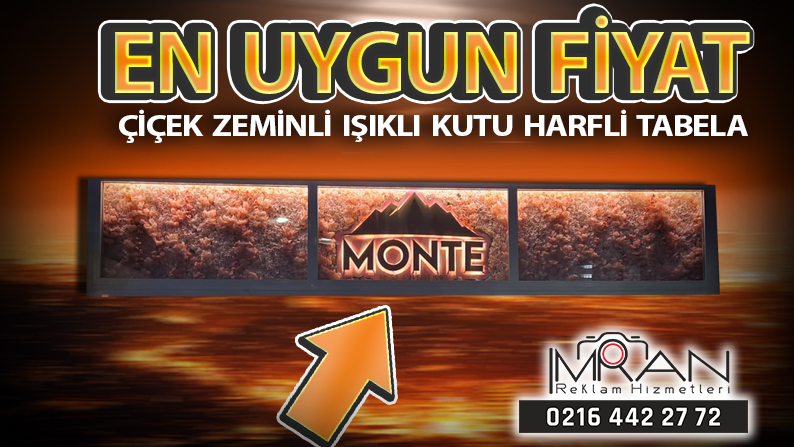 Çiçek Zeminli Işıklı Kutu Harfli Tabela