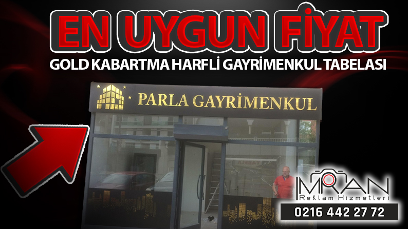 Gold Kabartma Harfli Gayrimenkul Tabelası