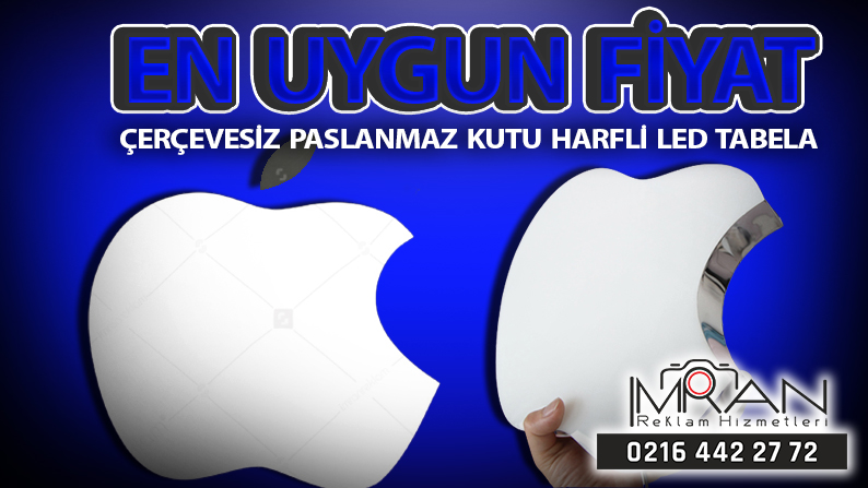 Çerçevesiz Paslanmaz Çelik Kutu harfli Led Tabela