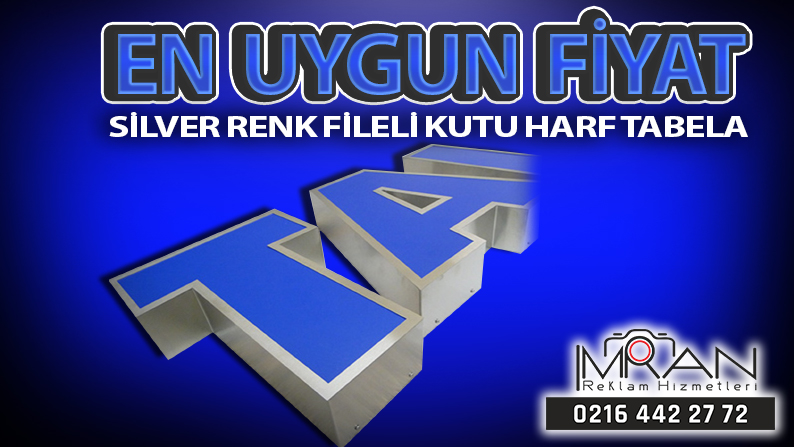 Paslanmaz silver fileli kutu harf tabela