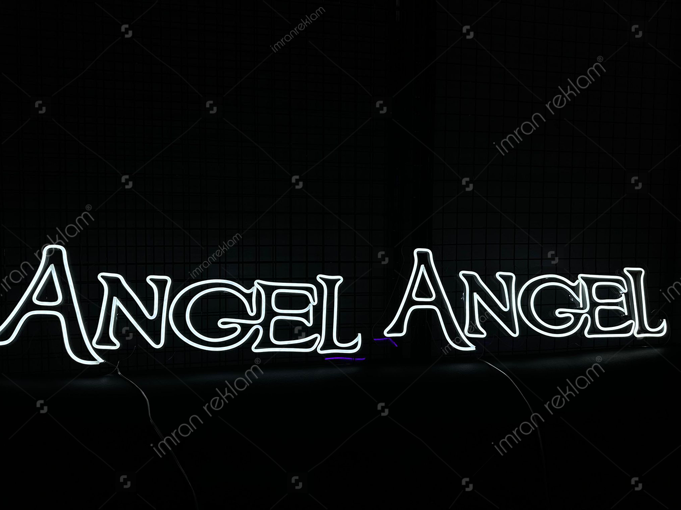 Angel Yazılı Işıklı Melek Kanadı Tabelası