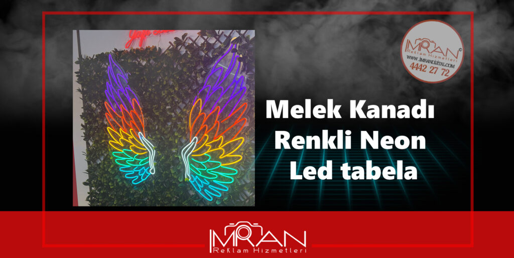 Melek Kanadı Renkli Neon Led tabela