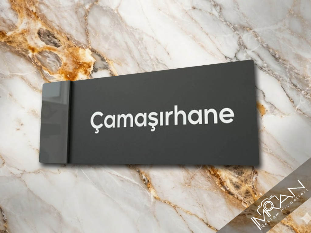 Antresit Kenarlı Çamaşırhane Kapı İsimliği Modelleri