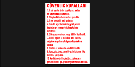 Güvenlik Kuralları Levhası 30116